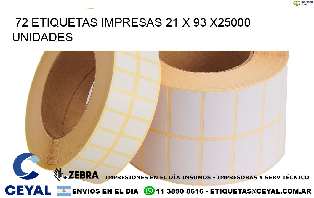 72 ETIQUETAS IMPRESAS 21 x 93 X25000 UNIDADES