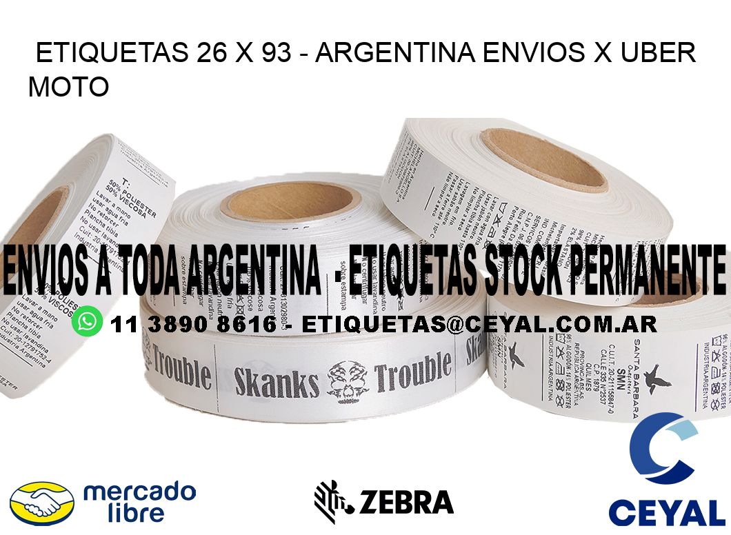 ETIQUETAS 26 x 93 - ARGENTINA ENVIOS X UBER MOTO