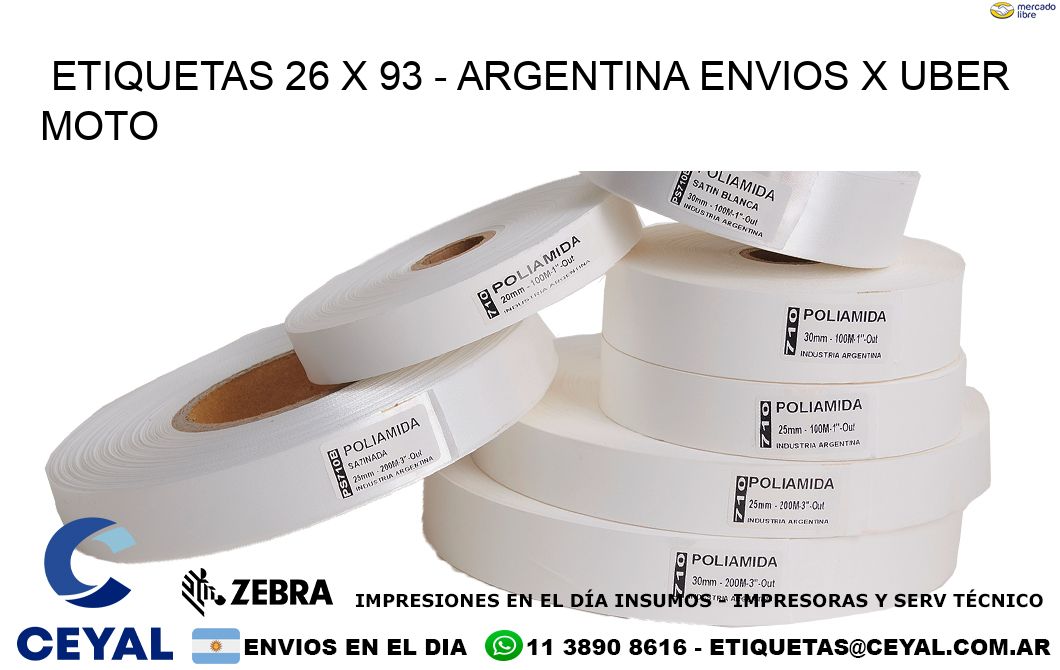 ETIQUETAS 26 x 93 - ARGENTINA ENVIOS X UBER MOTO