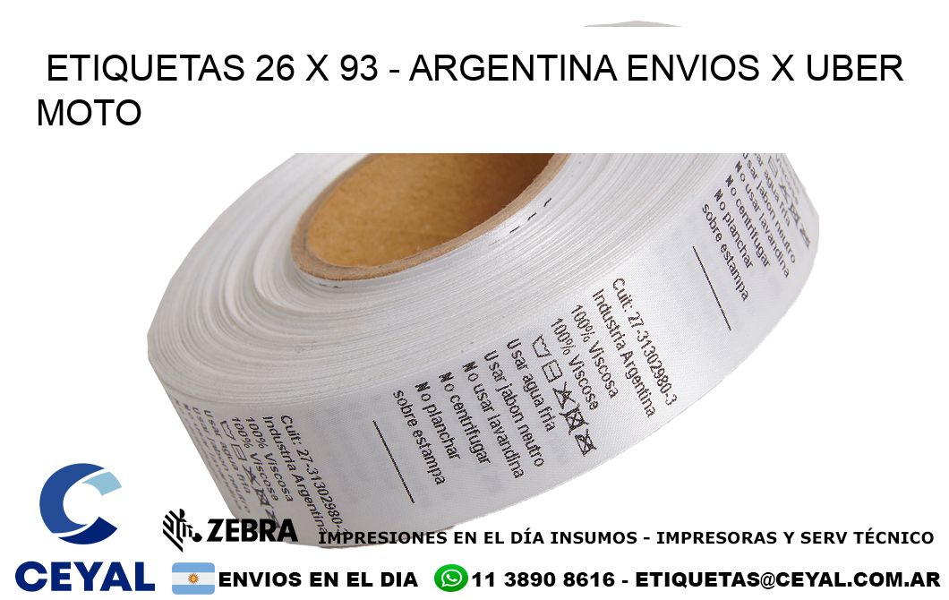 ETIQUETAS 26 x 93 - ARGENTINA ENVIOS X UBER MOTO