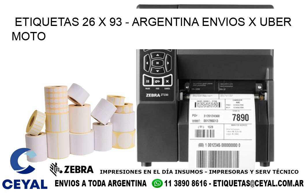 ETIQUETAS 26 x 93 - ARGENTINA ENVIOS X UBER MOTO