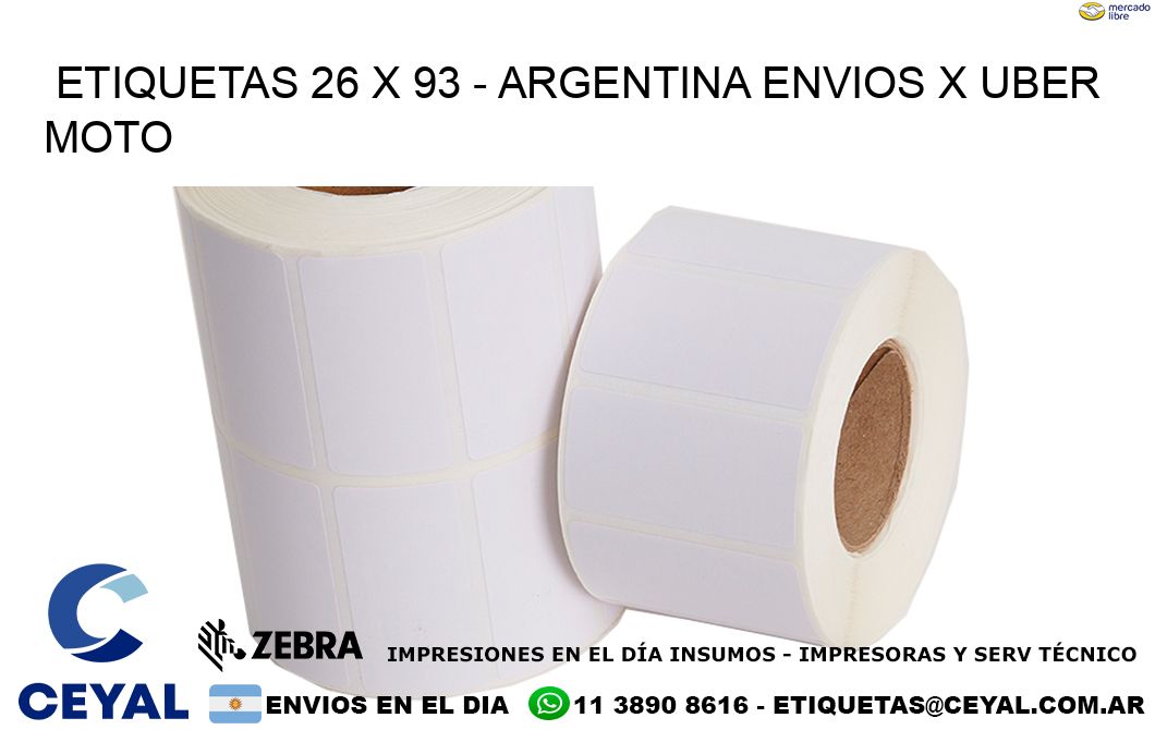 ETIQUETAS 26 x 93 – ARGENTINA ENVIOS X UBER MOTO