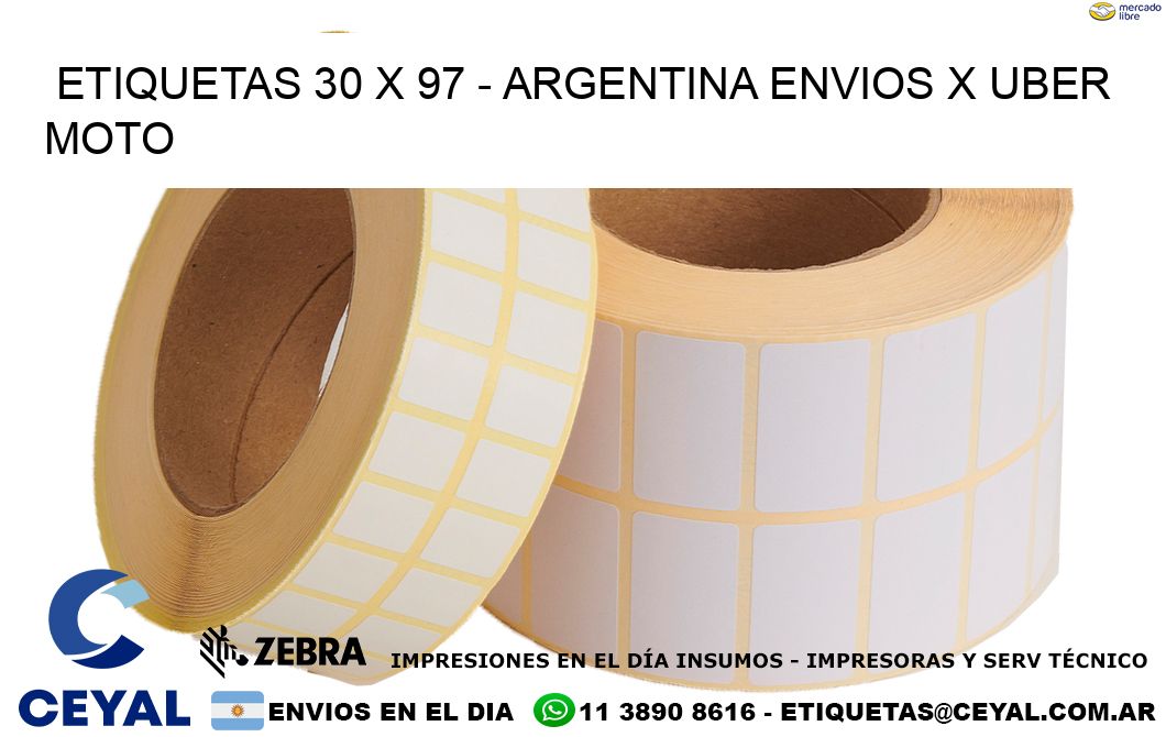 ETIQUETAS 30 x 97 - ARGENTINA ENVIOS X UBER MOTO