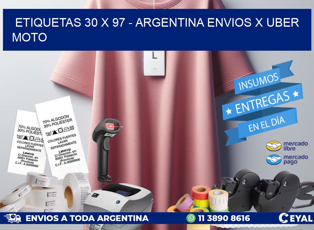 ETIQUETAS 30 x 97 – ARGENTINA ENVIOS X UBER MOTO