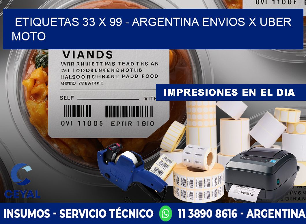 ETIQUETAS 33 x 99 - ARGENTINA ENVIOS X UBER MOTO