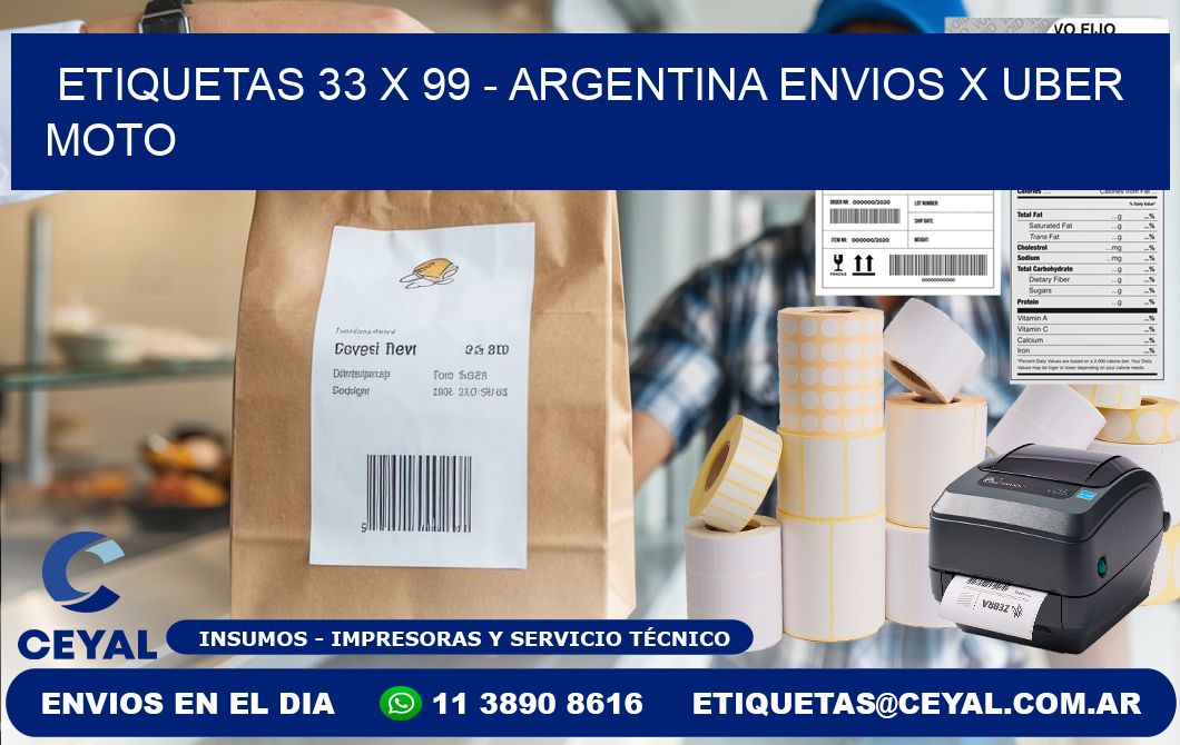 ETIQUETAS 33 x 99 - ARGENTINA ENVIOS X UBER MOTO