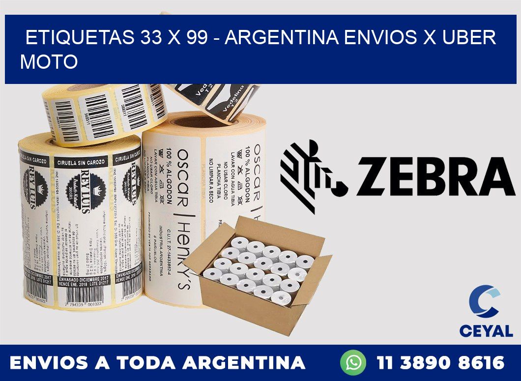 ETIQUETAS 33 x 99 – ARGENTINA ENVIOS X UBER MOTO