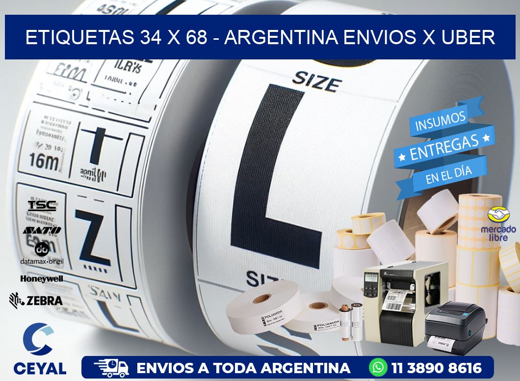 ETIQUETAS 34 x 68 - ARGENTINA ENVIOS X UBER