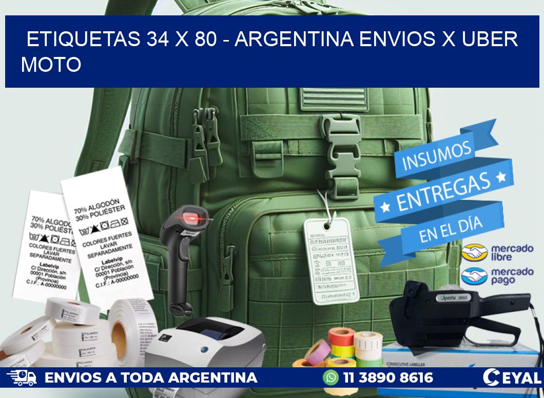 ETIQUETAS 34 x 80 – ARGENTINA ENVIOS X UBER MOTO