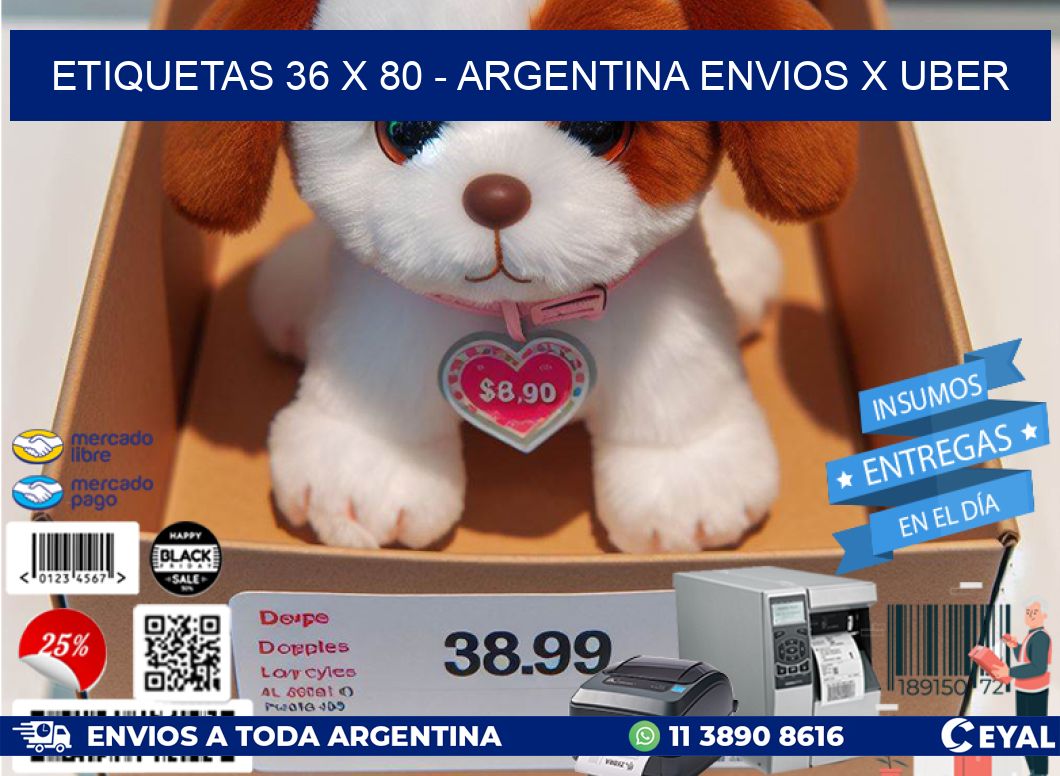 ETIQUETAS 36 x 80 - ARGENTINA ENVIOS X UBER