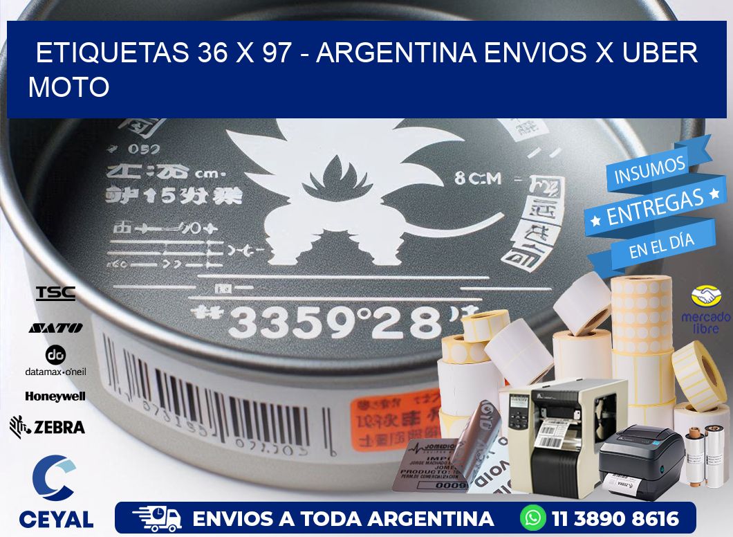 ETIQUETAS 36 x 97 - ARGENTINA ENVIOS X UBER MOTO