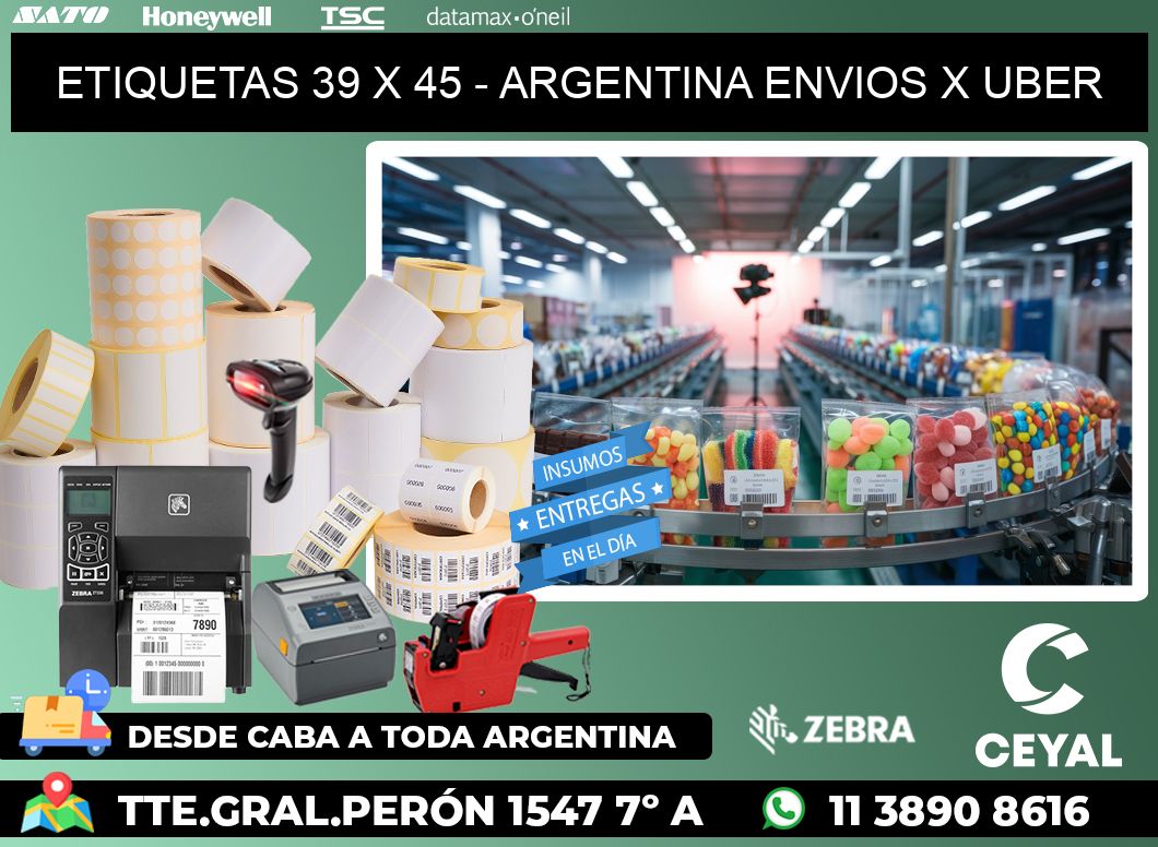 ETIQUETAS 39 x 45 - ARGENTINA ENVIOS X UBER