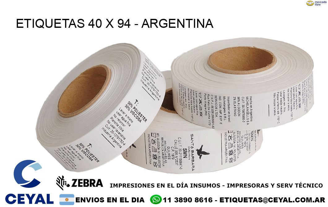 ETIQUETAS 40 x 94 - ARGENTINA