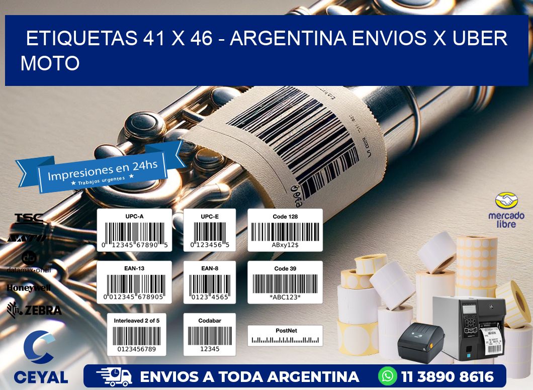 ETIQUETAS 41 x 46 - ARGENTINA ENVIOS X UBER MOTO