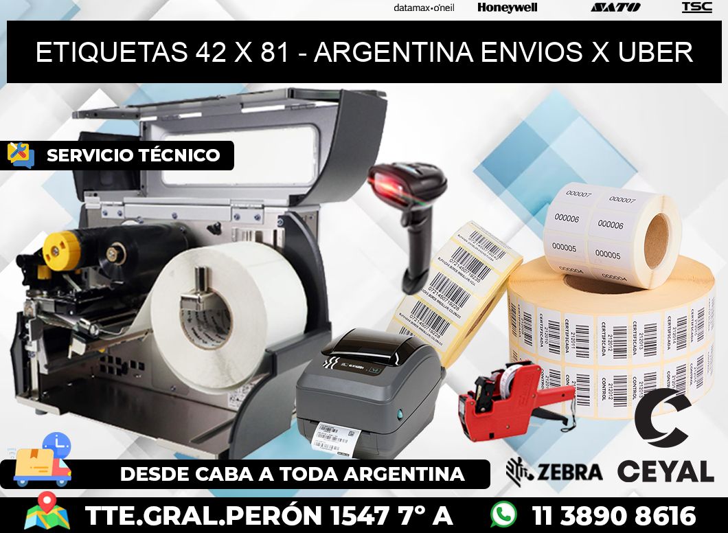 ETIQUETAS 42 x 81 - ARGENTINA ENVIOS X UBER