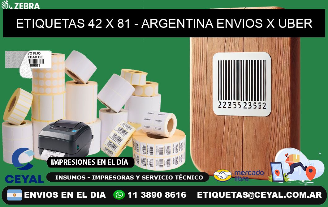 ETIQUETAS 42 x 81 - ARGENTINA ENVIOS X UBER