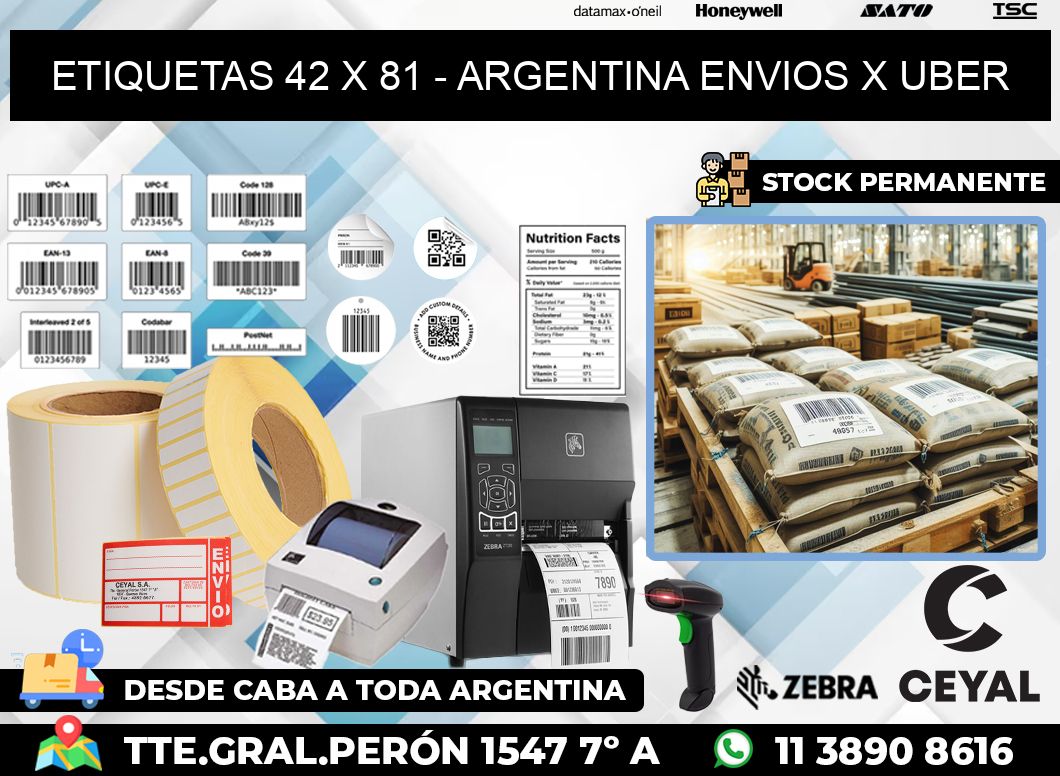 ETIQUETAS 42 x 81 – ARGENTINA ENVIOS X UBER