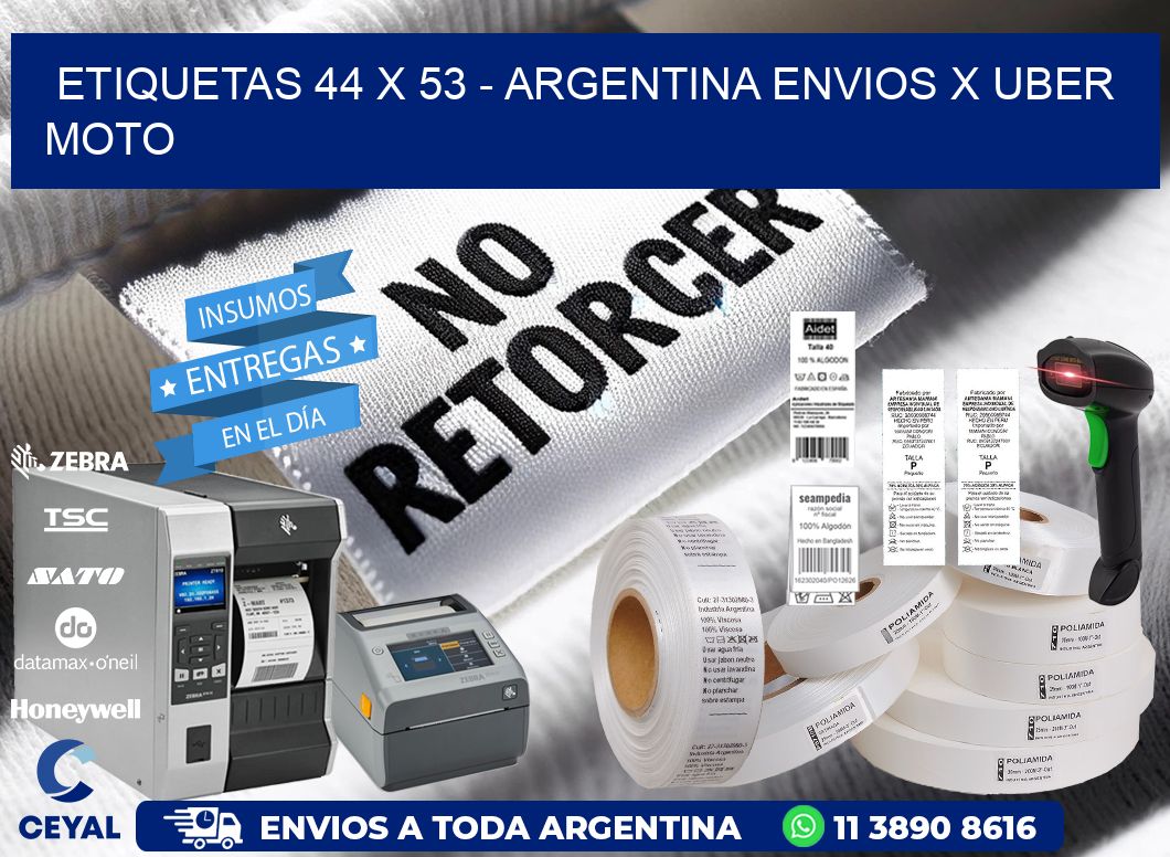 ETIQUETAS 44 x 53 - ARGENTINA ENVIOS X UBER MOTO