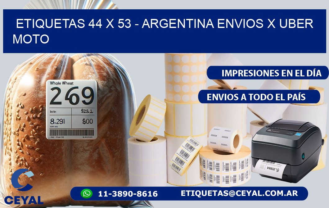 ETIQUETAS 44 x 53 - ARGENTINA ENVIOS X UBER MOTO