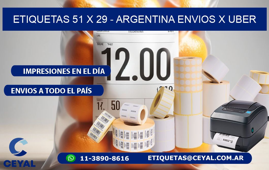 ETIQUETAS 51 x 29 - ARGENTINA ENVIOS X UBER