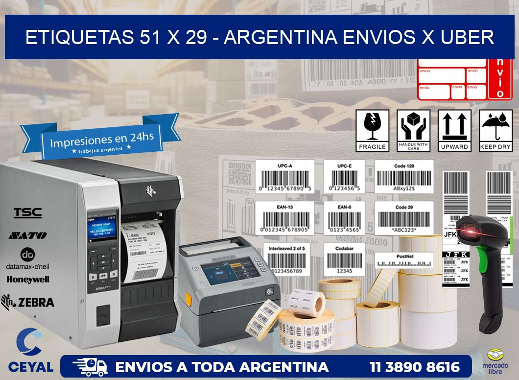 ETIQUETAS 51 x 29 – ARGENTINA ENVIOS X UBER