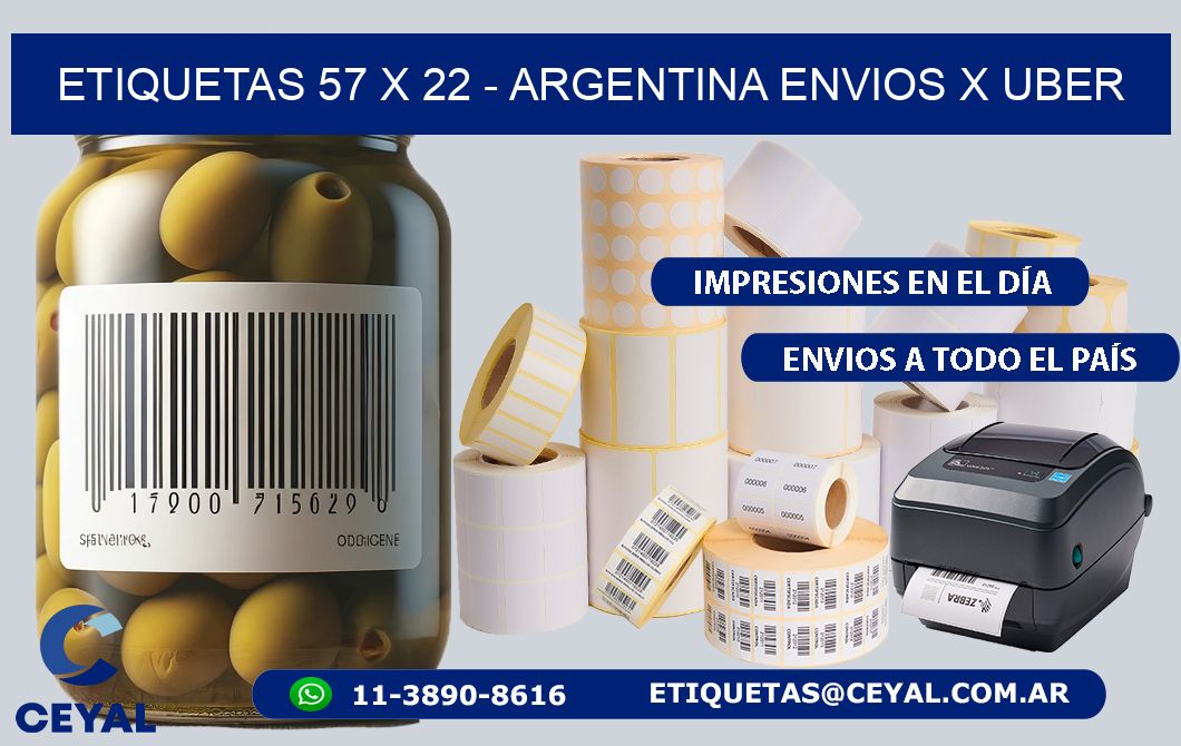 ETIQUETAS 57 x 22 - ARGENTINA ENVIOS X UBER