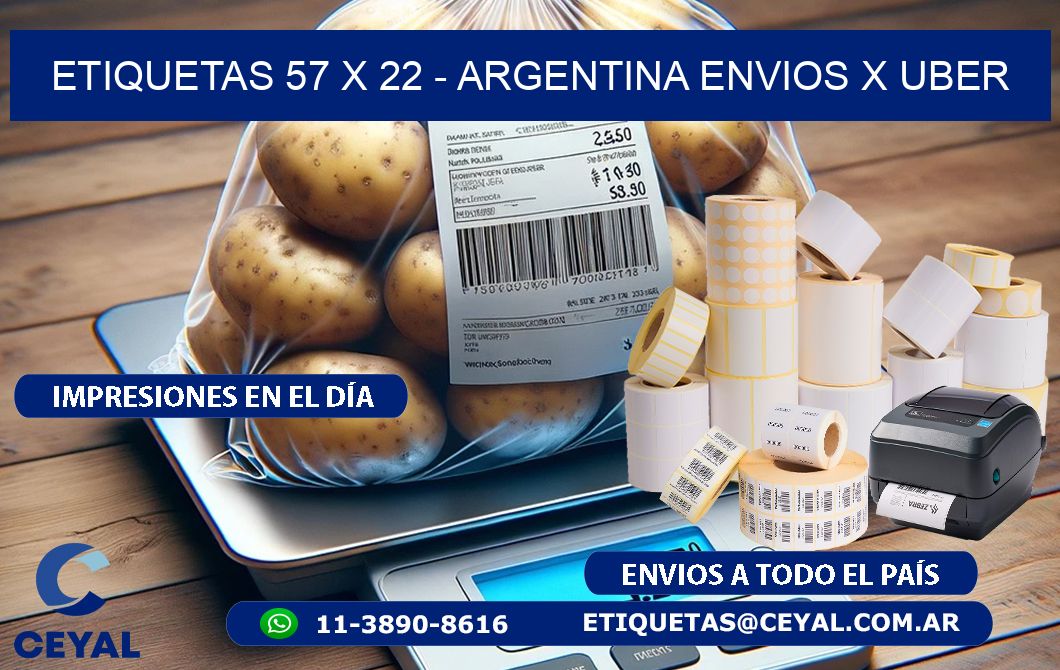 ETIQUETAS 57 x 22 - ARGENTINA ENVIOS X UBER