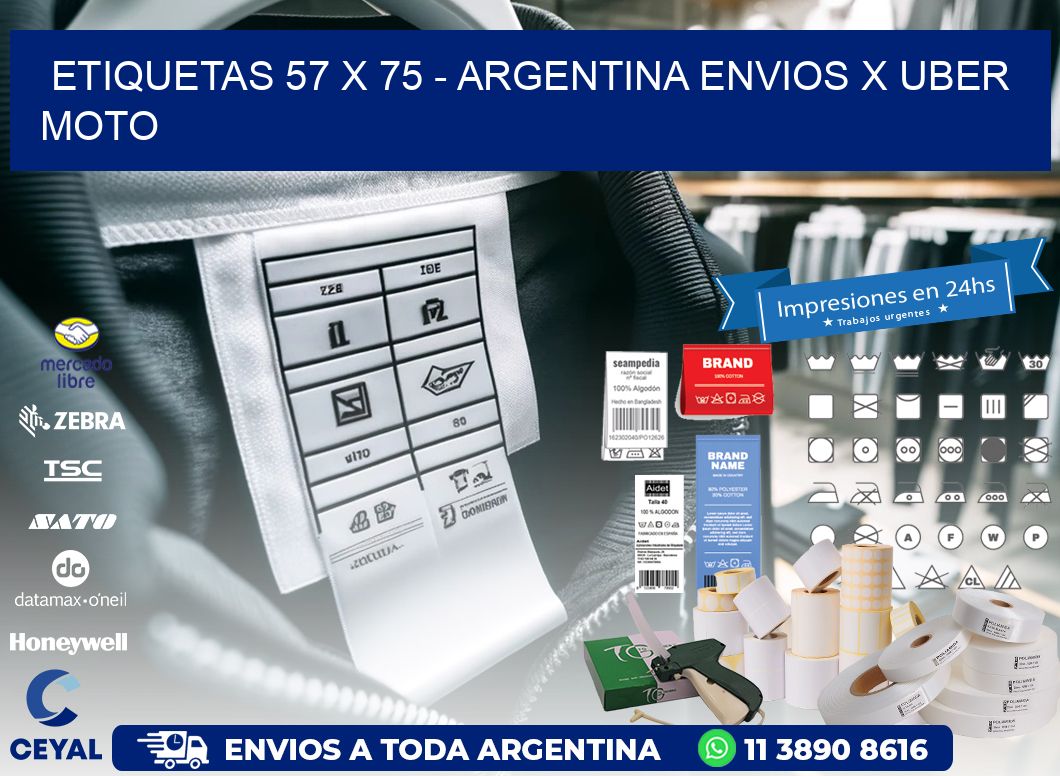 ETIQUETAS 57 x 75 - ARGENTINA ENVIOS X UBER MOTO