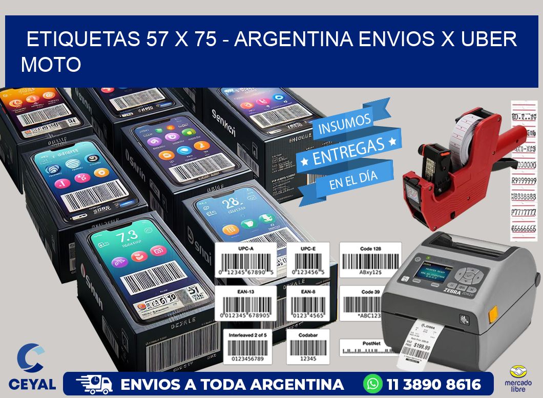 ETIQUETAS 57 x 75 - ARGENTINA ENVIOS X UBER MOTO