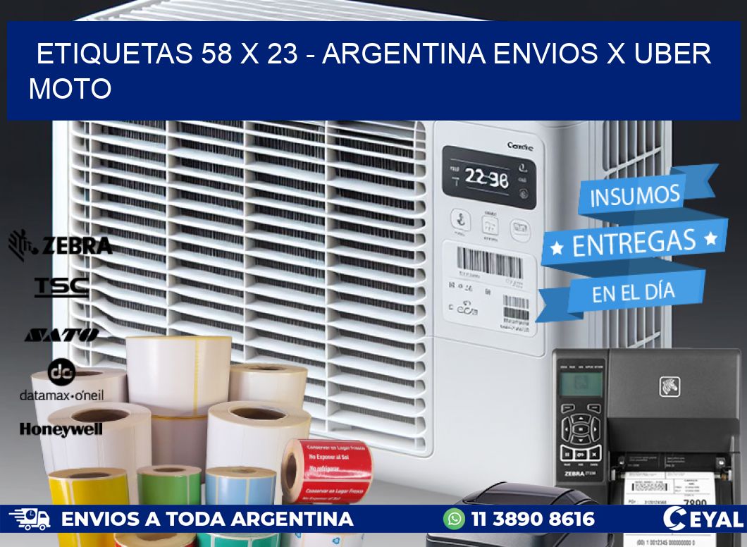 ETIQUETAS 58 x 23 - ARGENTINA ENVIOS X UBER MOTO