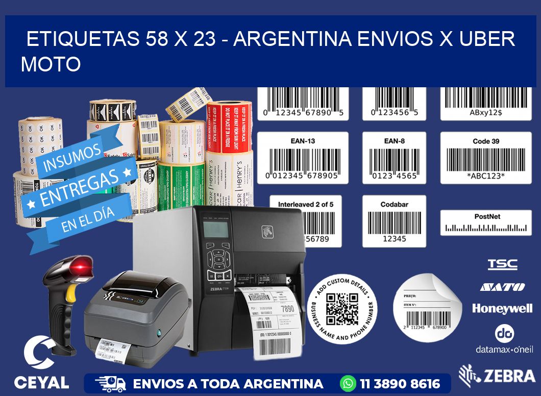 ETIQUETAS 58 x 23 - ARGENTINA ENVIOS X UBER MOTO