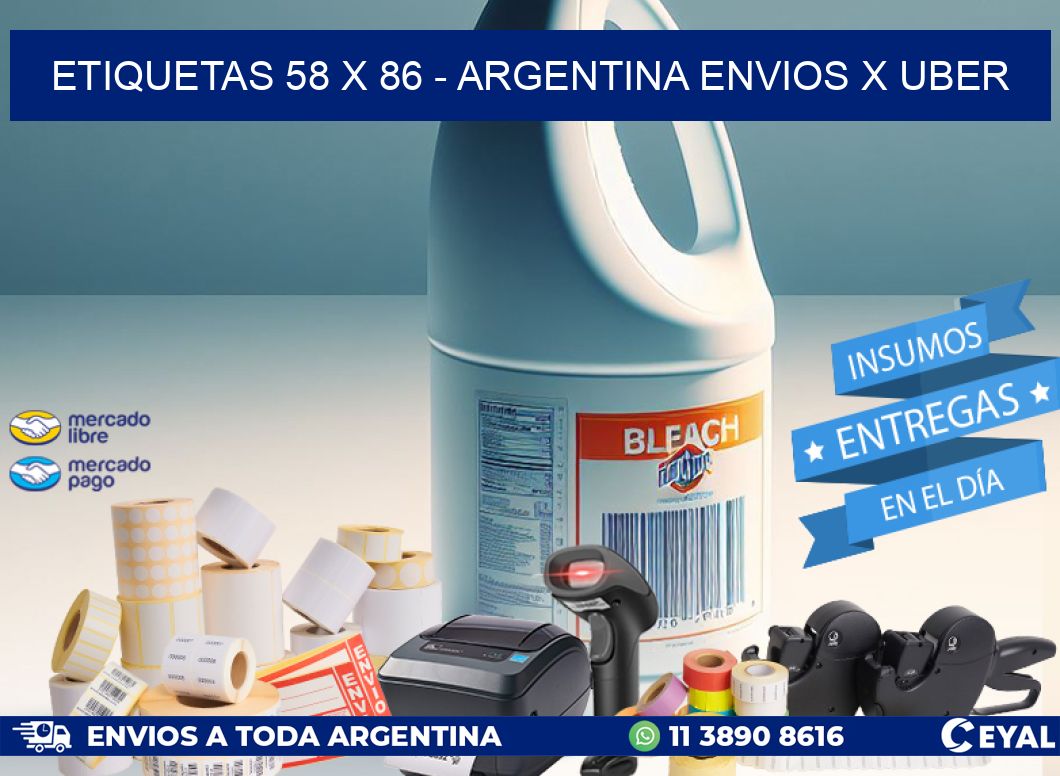 ETIQUETAS 58 x 86 - ARGENTINA ENVIOS X UBER