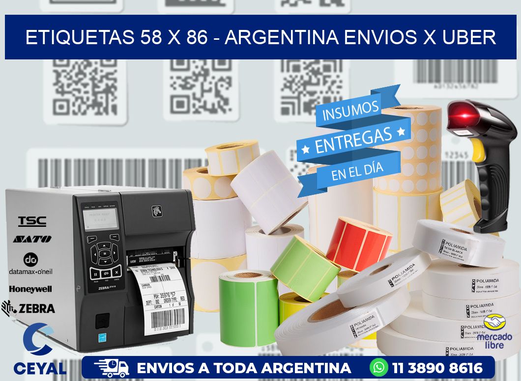 ETIQUETAS 58 x 86 - ARGENTINA ENVIOS X UBER