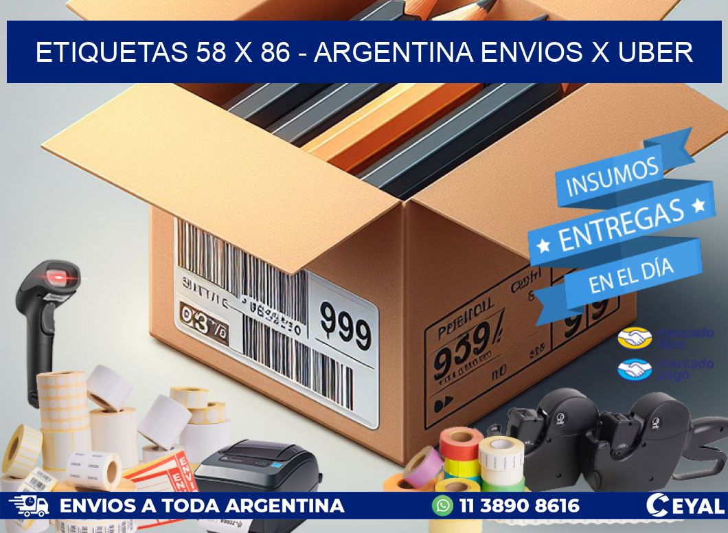 ETIQUETAS 58 x 86 - ARGENTINA ENVIOS X UBER