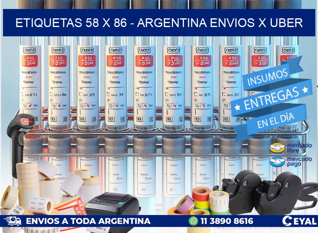 ETIQUETAS 58 x 86 - ARGENTINA ENVIOS X UBER
