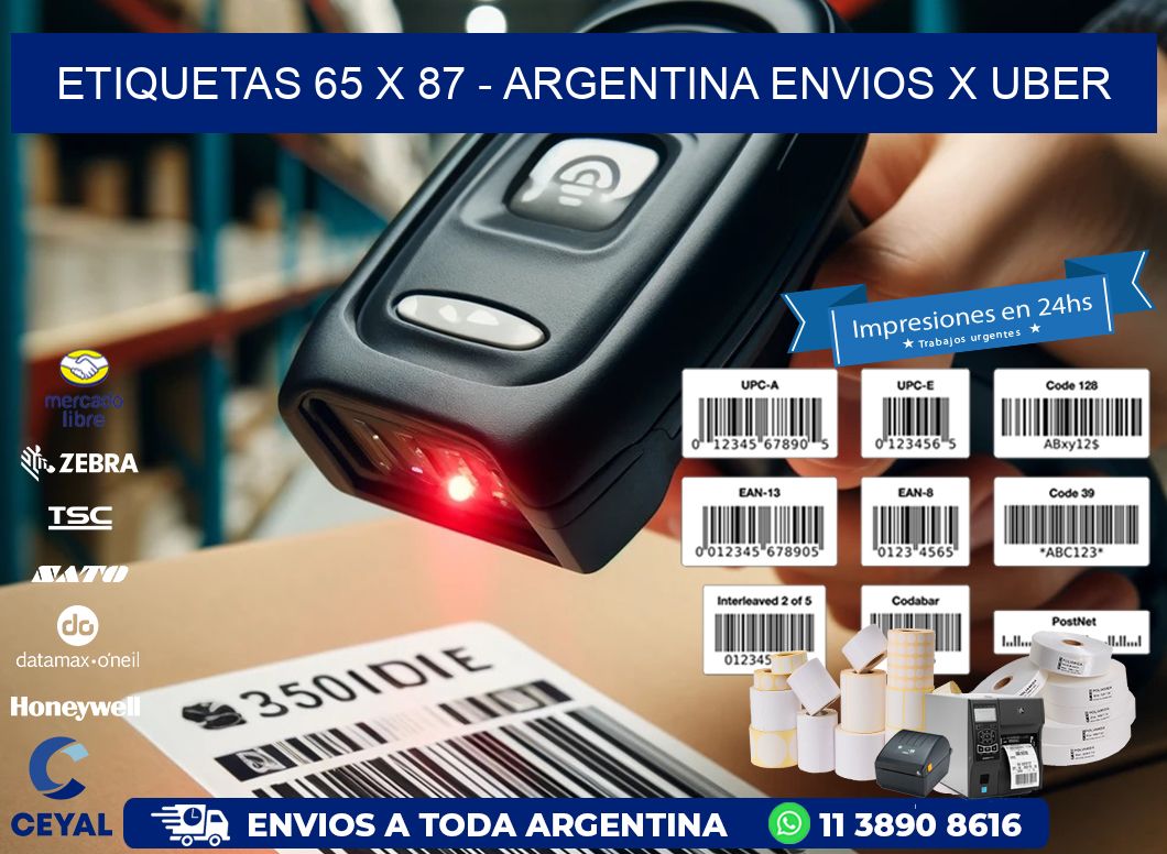 ETIQUETAS 65 x 87 - ARGENTINA ENVIOS X UBER