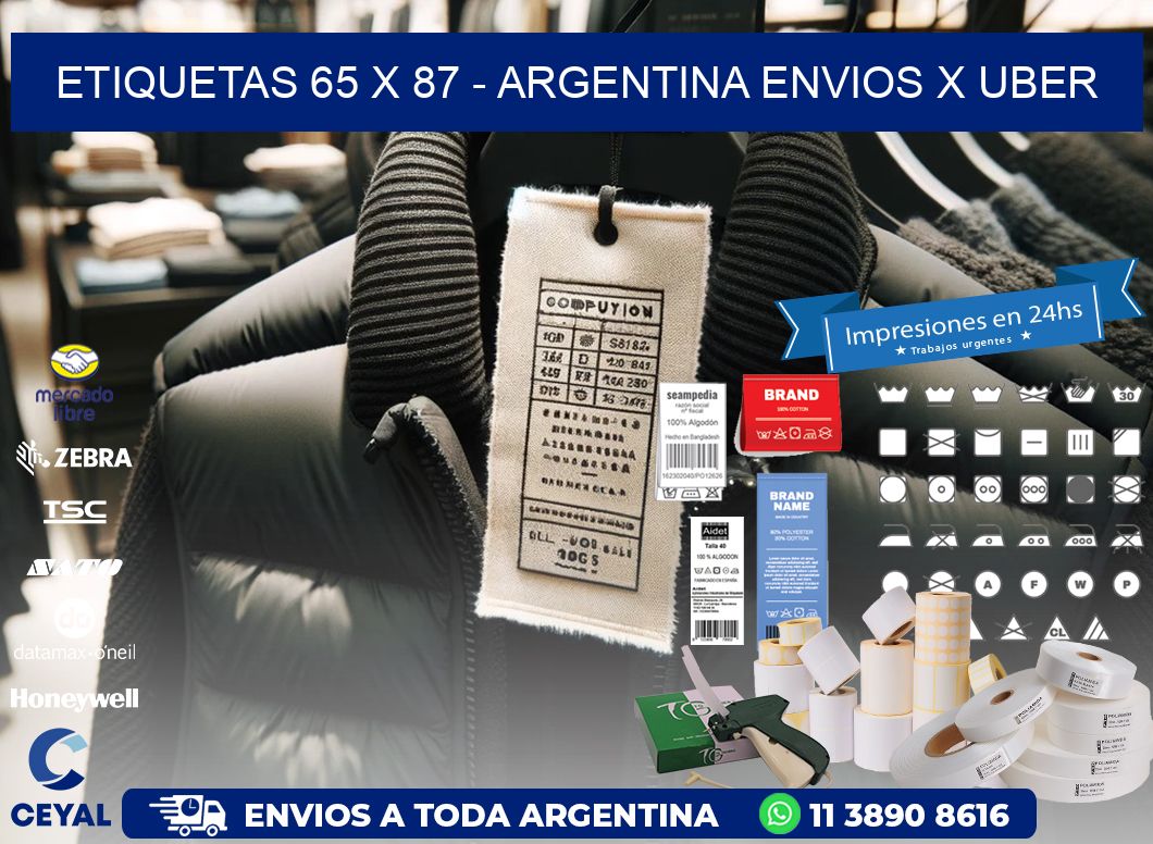 ETIQUETAS 65 x 87 - ARGENTINA ENVIOS X UBER