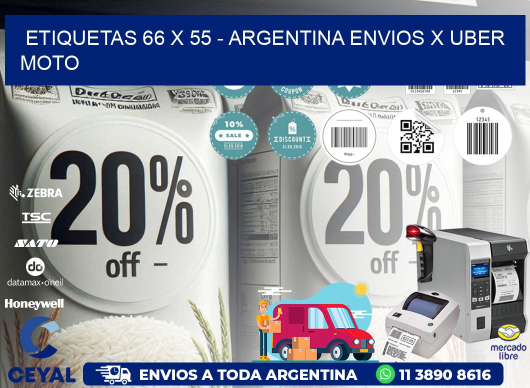 ETIQUETAS 66 x 55 - ARGENTINA ENVIOS X UBER MOTO