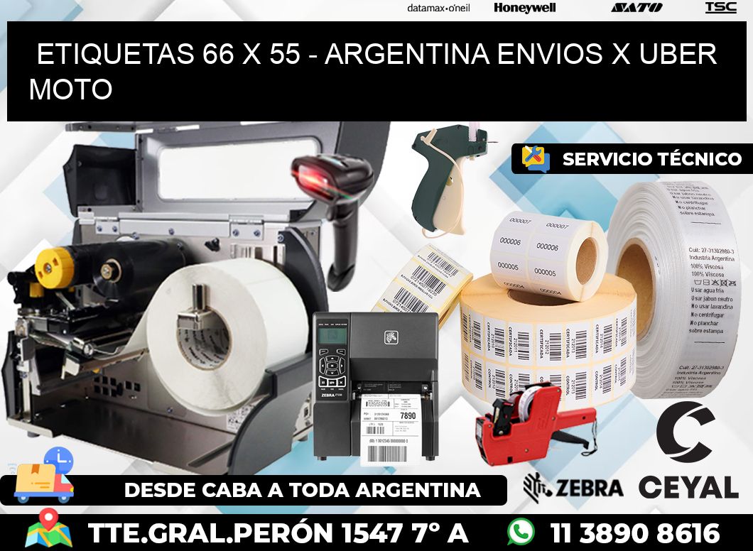 ETIQUETAS 66 x 55 - ARGENTINA ENVIOS X UBER MOTO