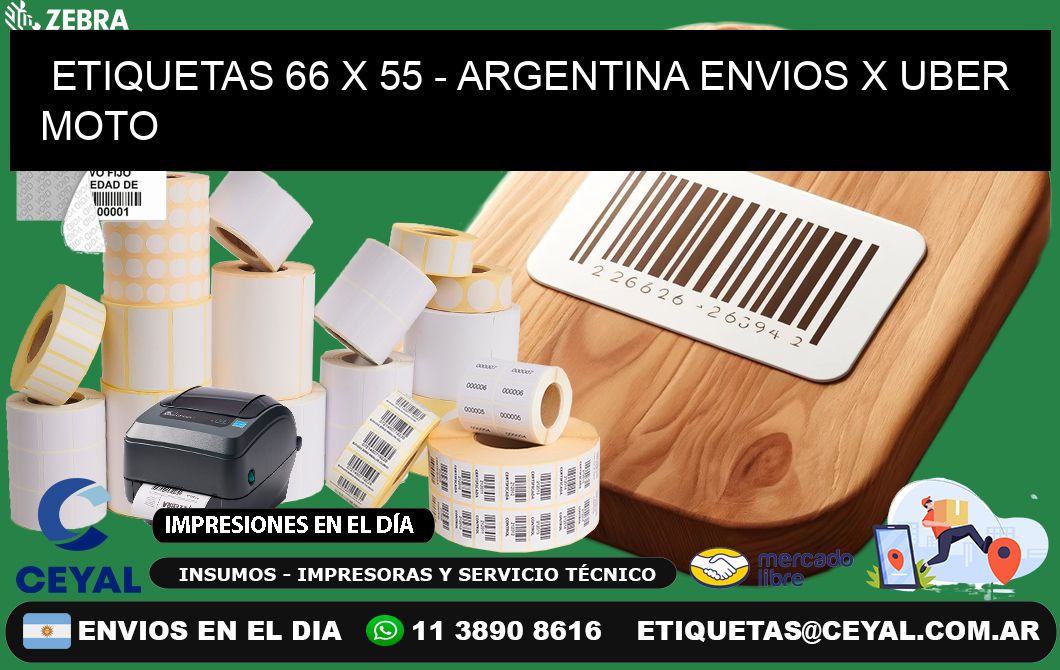 ETIQUETAS 66 x 55 - ARGENTINA ENVIOS X UBER MOTO