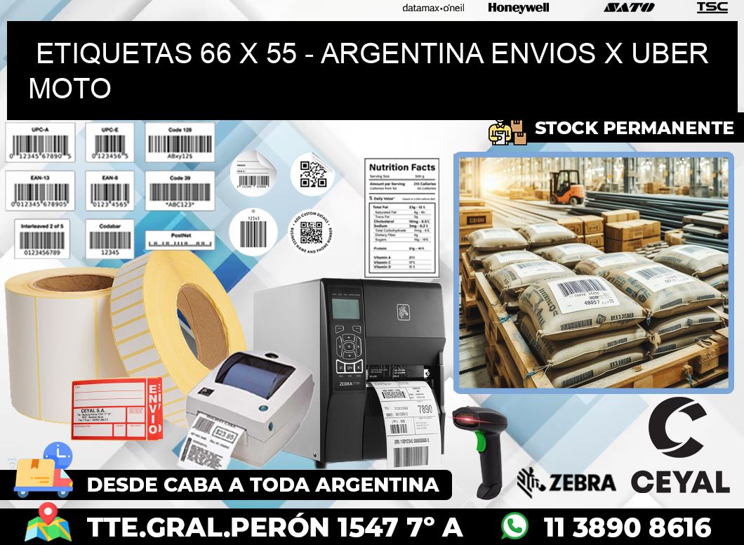 ETIQUETAS 66 x 55 – ARGENTINA ENVIOS X UBER MOTO