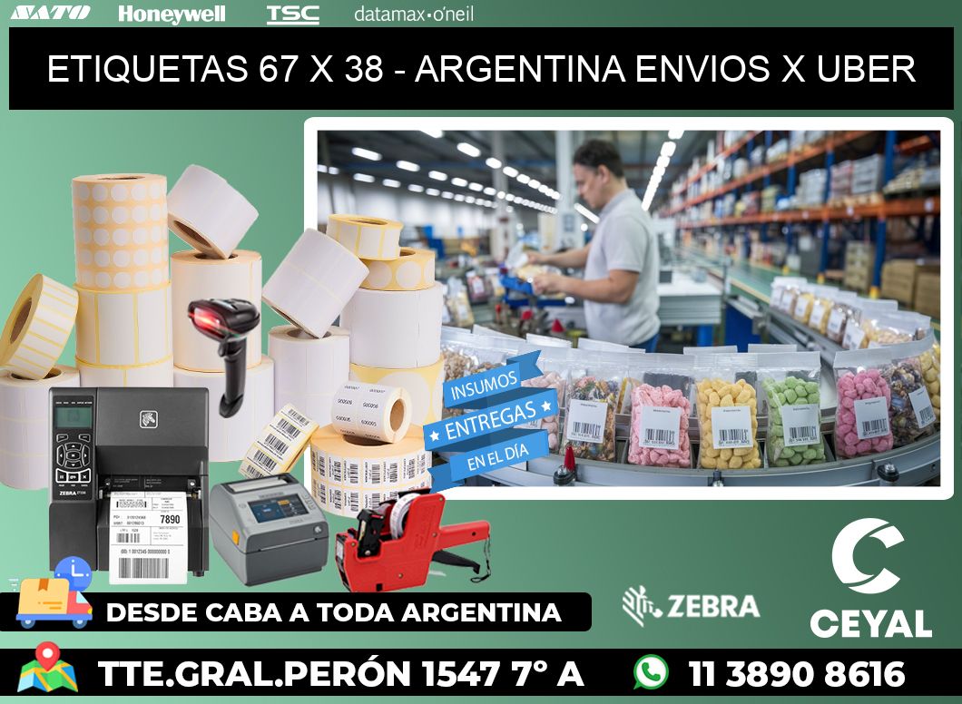 ETIQUETAS 67 x 38 - ARGENTINA ENVIOS X UBER