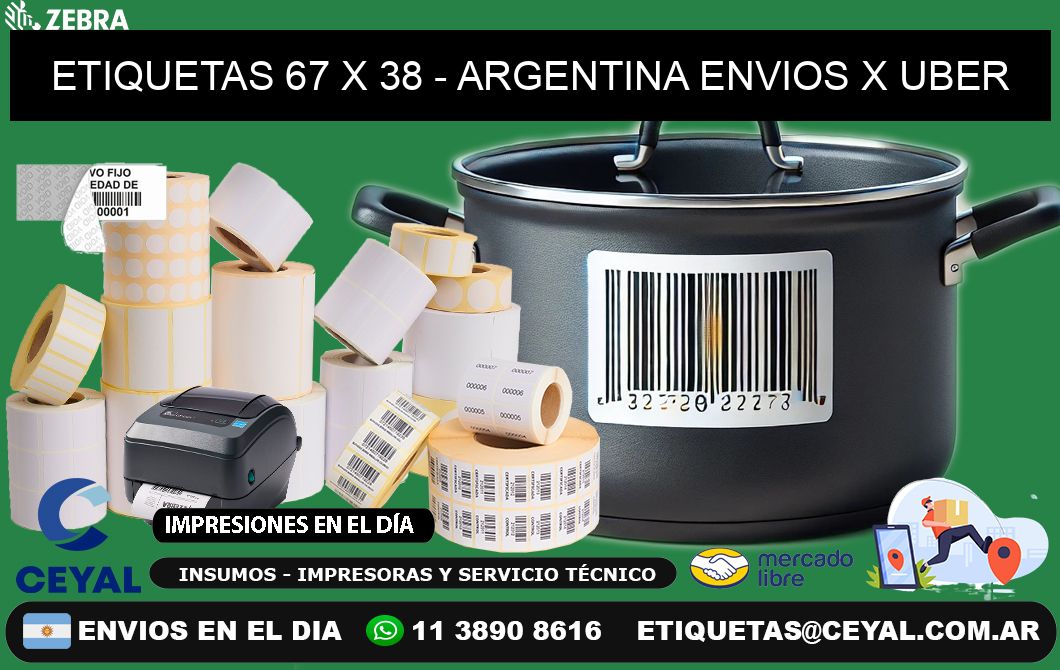 ETIQUETAS 67 x 38 - ARGENTINA ENVIOS X UBER