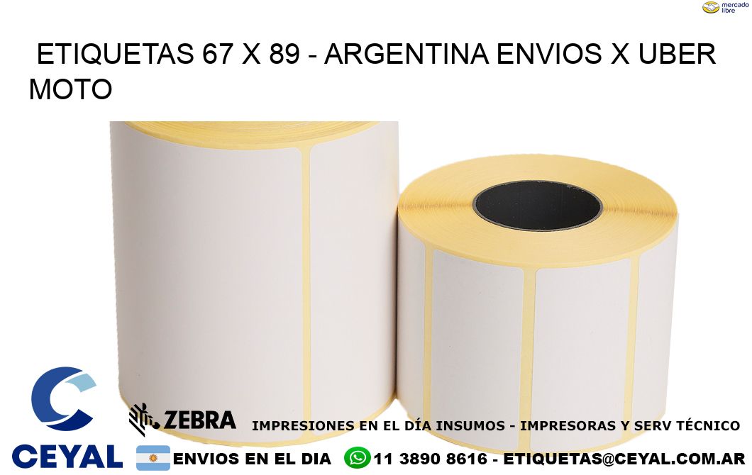 ETIQUETAS 67 x 89 – ARGENTINA ENVIOS X UBER MOTO