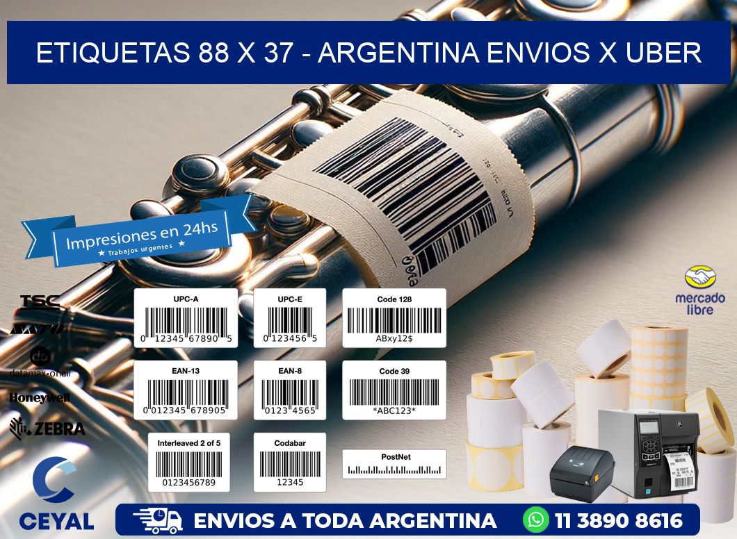 ETIQUETAS 88 x 37 - ARGENTINA ENVIOS X UBER