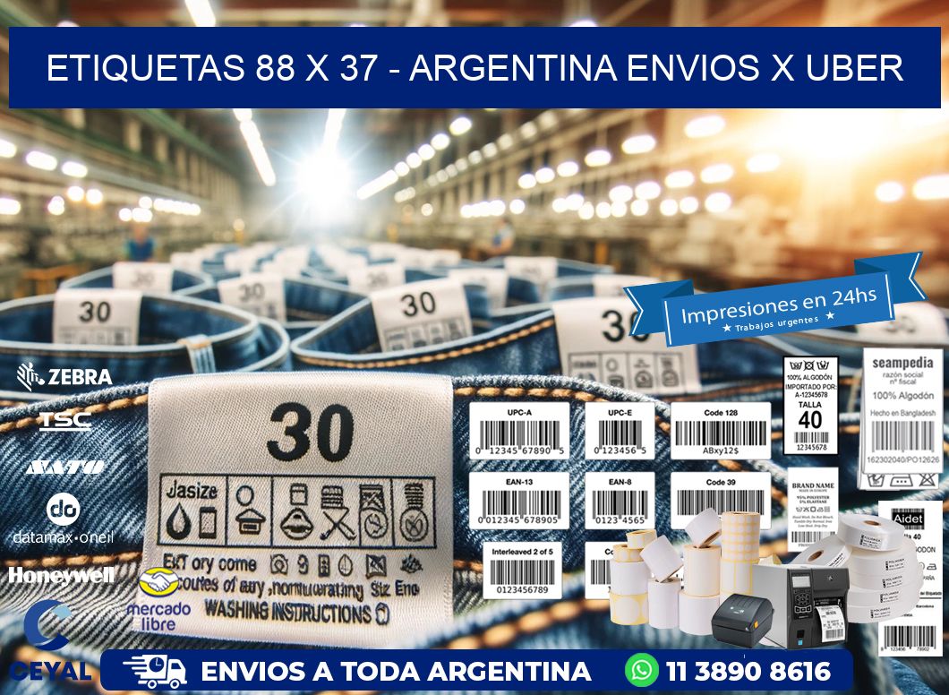 ETIQUETAS 88 x 37 - ARGENTINA ENVIOS X UBER