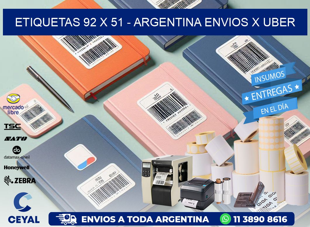 ETIQUETAS 92 x 51 - ARGENTINA ENVIOS X UBER