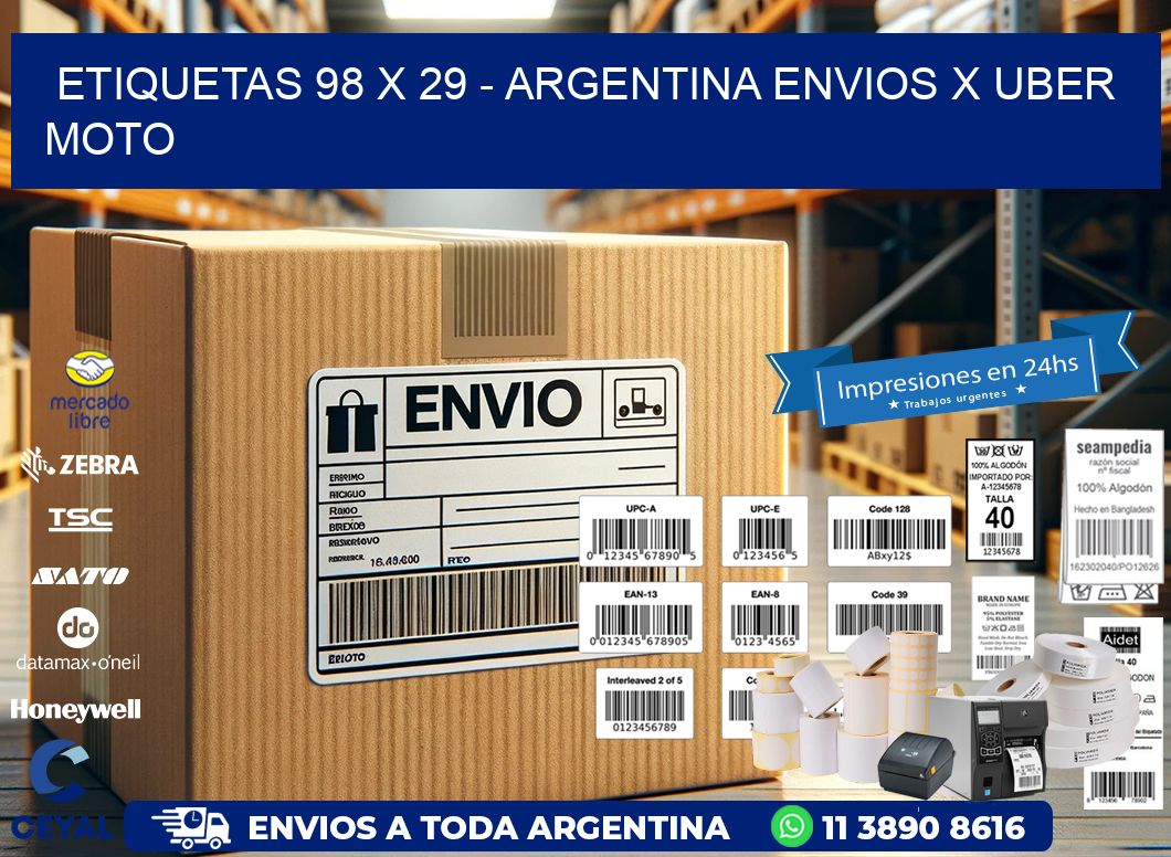 ETIQUETAS 98 x 29 – ARGENTINA ENVIOS X UBER MOTO