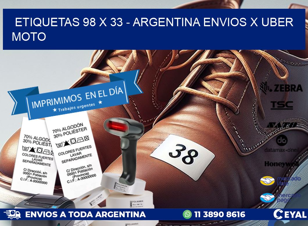 ETIQUETAS 98 x 33 - ARGENTINA ENVIOS X UBER MOTO