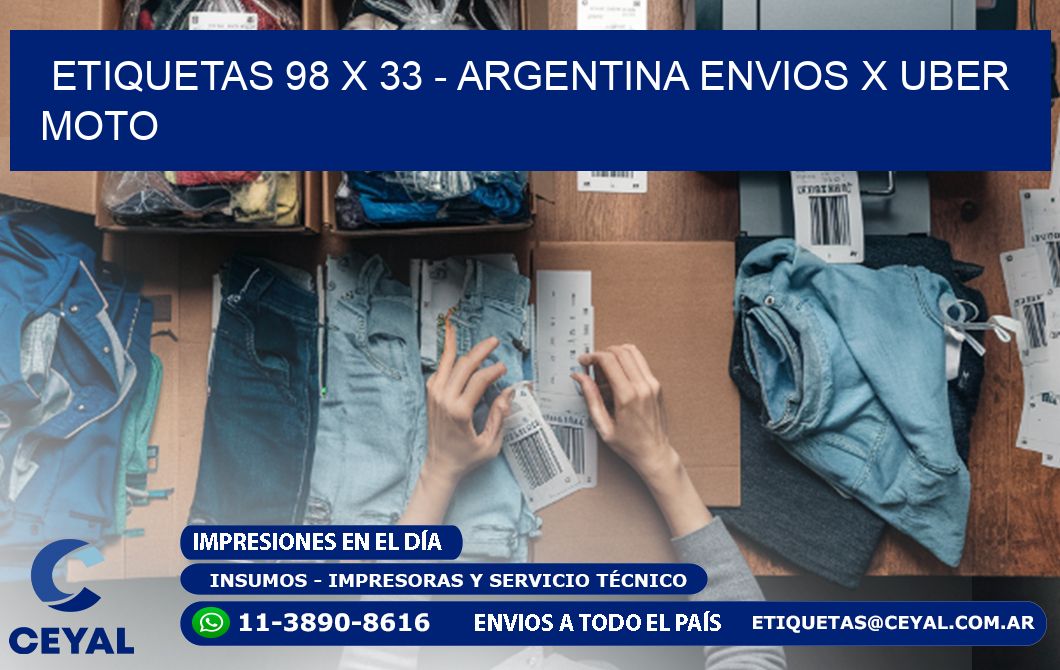 ETIQUETAS 98 x 33 - ARGENTINA ENVIOS X UBER MOTO